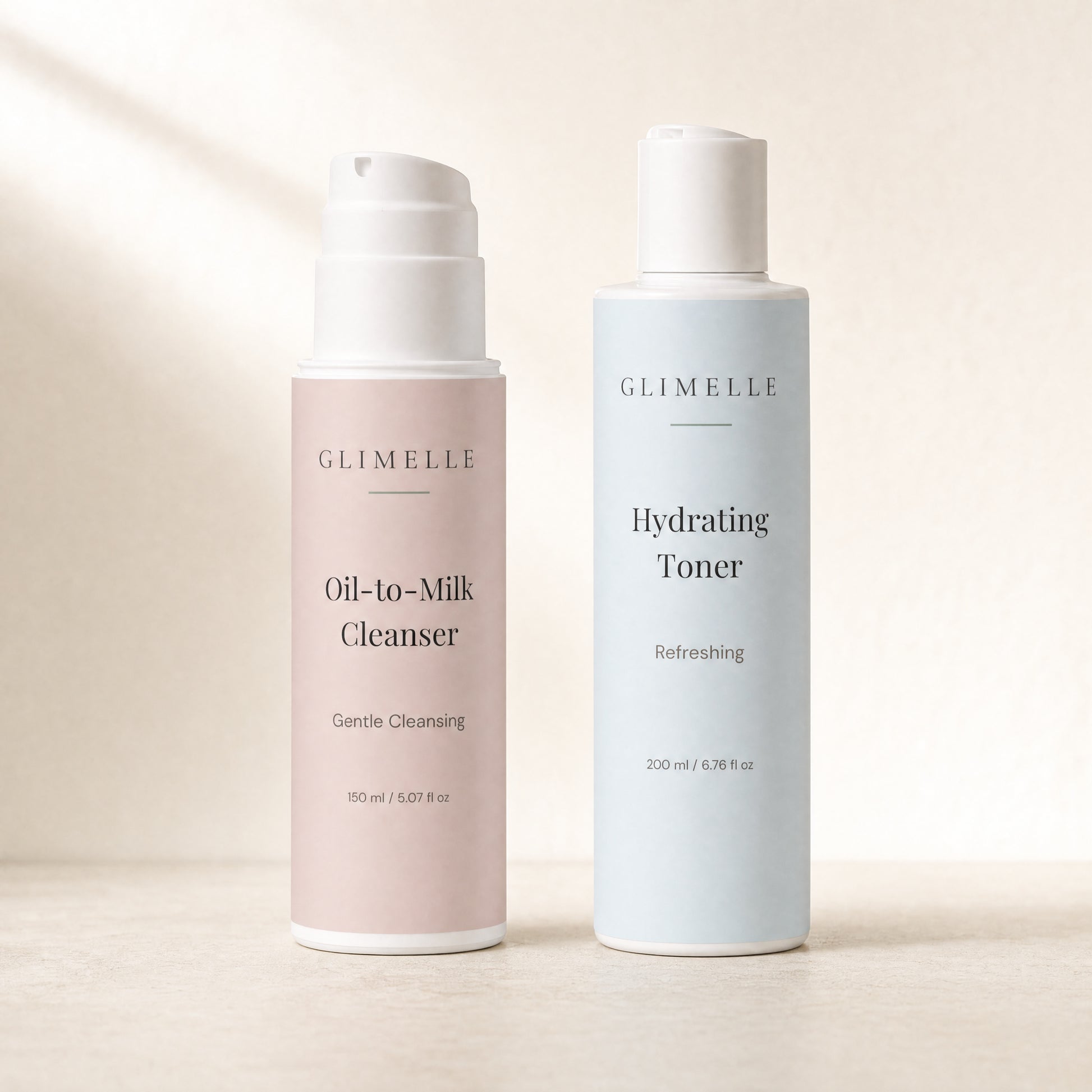 Sanftes Reinigungs-Duo mit Cleanser und Toner für eine ruhige Pflegeroutine – Glimelle.